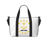 Bolsas de lona con la bandera del estado de Rhode Island para viajar, ligeras bolsas de viaje Oxford para artículos personales para mujeres, bolsas de gimnasio ideales para hombres, Black, Talla única