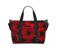Bolsas de lona con rosas rojas para viajes, bolsas de viaje ligeras para artículos personales para mujeres, bolsas de gimnasio para hombres, Negro -, Talla única