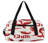 Bolsas de lona de acuarela para niños y niñas, chile rojo, bolsa de gimnasio ligera para niños, bolsa de viaje pequeña para fin de semana, bolsa de baile, Acuarela Chilli, 18.4L x 7.8W x 9.4H