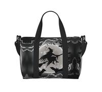 Bolsas de lona de bruja de Halloween para viajes, ligeras bolsas de viaje Oxford para artículos personales para mujeres, bolsas de gimnasio ideales para hombres, Black, Talla única