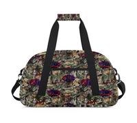 Bolsas de lona de camuflaje para atletas de baloncesto para niñas y niños, camuflaje abstracto bosque durante la noche, bolsa de viaje de fin de semana, bolsa de viaje de 24 L, bolsa de deporte para