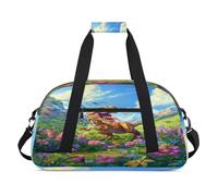 Bolsas de lona de dinosaurio tiranosaurio de dibujos animados para mujeres, hombres, niños y niñas, bolsa de viaje para fin de semana, bolsa de viaje de 24 L, bolsa de deporte para gimnasio, bolsa de