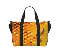 Bolsas de lona de mano para mujer, bolsa de viaje para mujer, diseño de abejas en colmena, artículos personales, bolsa de viaje, artículos esenciales de viaje, bolsa deportiva para gimnasio para