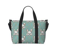 Bolsas de lona de mano para mujer, estilo vintage, arte pop, bulldog francés, artículos personales, bolsa de viaje, artículos esenciales de viaje, bolsa deportiva para gimnasio para hombres y mujeres