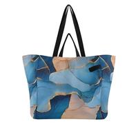 Bolsas de lona de moda, bolsas de comestibles de cocina, bolsa de compras casual para mujeres, kit de maternidad esencial, mármol azul real, melocotón