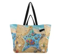 Bolsas de lona de moda para cocina, bolsas grandes para hombres, bodas, fiestas, viajes, lavandería, estrellas de mar, collage de piscina