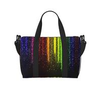 Bolsas de lona de neón arcoíris para viajes, ligeras bolsas de viaje Oxford para artículos personales para mujeres, bolsas de gimnasio ideales para hombres, Black, Talla única