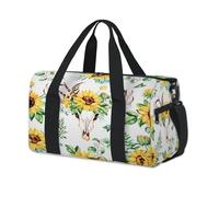 Bolsas de lona deportivas bohemias con diseño de calavera de toro, girasoles, para niños, niñas, mujeres, hombres, plumas de calavera, bolsa de viaje para fin de semana, bolsa de viaje para llevar al