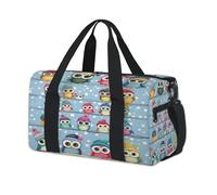 Bolsas de lona deportivas con diseño de búhos de dibujos animados para niños, niñas, mujeres, hombres, para fin de semana, para viajes, gimnasio, uso casual