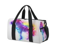 Bolsas de lona deportivas con diseño de cebra arcoíris para niños, niñas, mujeres, hombres, para fin de semana, para viajes, gimnasio, uso casual