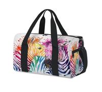 Bolsas de lona deportivas con diseño de cebra de acuarela para niños, niñas, mujeres, hombres, coloridas, lindas, cebra, durante la noche, fin de semana, bolsa de viaje para llevar al gimnasio, bolsas