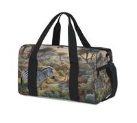 Bolsas de lona deportivas con diseño de cebra y bosque tropical para niños, niñas, niños, mujeres y hombres, bolsa de viaje para fin de semana, bolsa de viaje informal para llevar al gimnasio