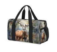 Bolsas de lona deportivas con diseño de ciervos de bosque y acuarela para niños, niñas, mujeres, hombres, durante la noche, fin de semana, bolsa de viaje para llevar al gimnasio, bolsas de lona