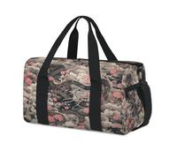 Bolsas de lona deportivas con diseño de dragón y flores para niños, niñas, mujeres, hombres, para fin de semana, para viajes, gimnasio, uso casual