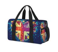 Bolsas de lona deportivas con diseño de flores y corazones y bandera del Reino Unido para niños, niñas, mujeres, hombres, para fin de semana, para viajes, gimnasio, uso casual