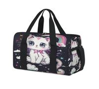 Bolsas de lona deportivas con diseño de gato arcoíris para niños, niñas, mujeres, hombres, para fin de semana, para viajes, gimnasio, uso casual