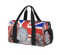 Bolsas de lona deportivas con diseño de la bandera del Reino Unido para niños, niñas, mujeres, hombres, para fin de semana, para viajes, gimnasio, uso casual