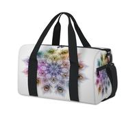 Bolsas de lona deportivas con diseño de mandala de plumas de pavo real para niños, niñas, mujeres, hombres, plumas durante la noche, fin de semana, bolsa de viaje para llevar al gimnasio, bolsas de