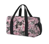 Bolsas de lona deportivas con diseño de perro bulldog con flores, para niños, mujeres, hombres, durante la noche, fin de semana, bolsa de viaje para llevar al gimnasio, bolsas de lona casuales