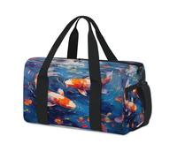 Bolsas de lona deportivas con diseño de pez koi de acuarela para niños, niñas, mujeres, hombres, para fin de semana, para viajes, gimnasio, uso casual