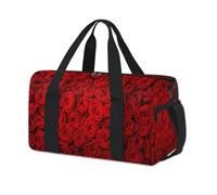 Bolsas de lona deportivas con diseño de rosas rojas para niños, niñas, mujeres, hombres, durante la noche, fin de semana, bolsa de viaje, gimnasio, casual, bolsa de lona
