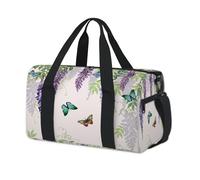 Bolsas de lona deportivas con flores de glicina y mariposas para niños, niñas, mujeres, hombres, glicinas japonesas, bolsa de viaje para fin de semana, bolsa de viaje casual para llevar al gimnasio