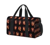 Bolsas de lona deportivas con letras que queman fuego, para niños, niñas, mujeres, hombres, letras del alfabeto, durante la noche, fin de semana, bolsa de viaje, bolsa de viaje para el gimnasio