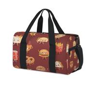 Bolsas de lona deportivas de dibujos animados para niños, niñas, niños, mujeres y hombres, lindas hamburguesas para pasar la noche, fin de semana, bolsa de viaje para llevar al gimnasio, bolsas de