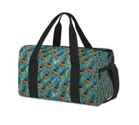 Bolsas de lona deportivas de plumas de pavo real para niños, niñas, mujeres, hombres, estampado de pavo real, para la noche, fin de semana, bolsa de viaje, gimnasio, casual, bolsa de lona