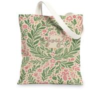 Bolsas de lona florales con patrón de hojas botánicas, bolsas de compras reutilizables, vintage, ligeras, lavables, para gimnasio, viajes, playa, picnic, 13 x 15 pulgadas