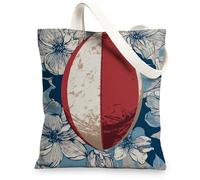 Bolsas de lona florales, elegantes bolsas de compras reutilizables con diseño de pelota de playa, vintage, artística, ligera, lavable, lona Ba, Azul, 13x15 Inch