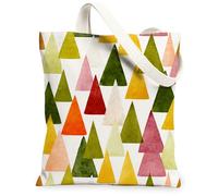 Bolsas de lona geométricas, bolsas reutilizables con patrón de triángulos coloridos, elegantes, ligeras, lavables, con correa de hombro para gimnasio, viajes, playa, picnic, 13 x 15 pulgadas