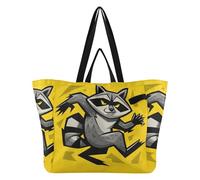 Bolsas de lona grandes y resistentes para la cocina, bolsas de compras para mujeres, accesorios de picnic, formas dinámicas de arte de mapache