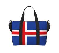 Bolsas de lona ligeras con la bandera de Islandia para viajes, bolsas de viaje ligeras para artículos personales, bolsas de gimnasio para hombres y mujeres, Negro -, Talla única