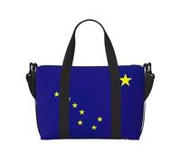 Bolsas de lona ligeras con la bandera del estado de Alaska para viajes, bolsas de viaje ligeras para mujeres, bolsas de gimnasio para hombres, Negro -, Talla única