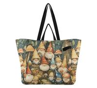 Bolsas de lona ligeras para cocina, bolsas de comestibles, para manualidades, bodas, fiestas, viajes, lavandería, reunión de gnomos en bosques de hongos