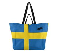 Bolsas de lona ligeras para la cocina, bolsas de compras informales para mujeres, compras, viajes, bandera de Suecia