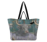 Bolsas de lona para cocina, comestibles, bolsa de viaje para mujer, regalos de boda, fiesta, Art Nouveau, Highland, baño de vaca