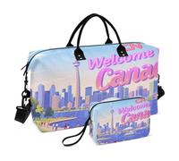 Bolsas de lona para fin de semana/noche con bolsa de aseo para yoga, gran capacidad, bienvenido a la cultura del paisaje de Canadá