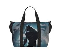 Bolsas de lona para llevar durante la noche, para fin de semana, para mujer, diseño de guerrero de lobo luna, bolsa de viaje, bolsa de viaje, bolsa deportiva para gimnasio para hombres y mujeres