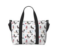 Bolsas de lona para llevar durante la noche para mujer, diseño de perro Husky con dibujos animados, divertido artículo personal, bolsa de viaje, artículos esenciales de viaje, bolsa deportiva para