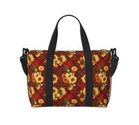Bolsas de lona para mujer, bolsa de viaje para fin de semana de noche, diseño de girasol a cuadros rojos, bolsa de viaje, bolsa de viaje, bolsa deportiva para gimnasio para hombres y mujeres