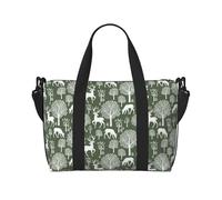 Bolsas de lona para mujer, minimalistas, bonitas, con diseño de árbol de ciervo, color verde, bolsa de viaje, artículos esenciales de viaje, bolsa deportiva para gimnasio para hombres y mujeres