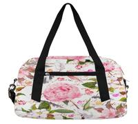 Bolsas de lona para niñas y niños, con diseño de hojas de flores rosadas, ligeras, para gimnasio, deportes, para niños, pequeñas para llevar durante la noche, fin de semana, bolsas de viaje, bolsa de