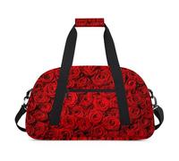 Bolsas de lona para niñas y niños, con diseño de rosas rojas, bolsa de viaje de fin de semana, bolsa de viaje de 24 L, bolsa de deporte para gimnasio, práctica, color, 24 L, Organizador de bolsas