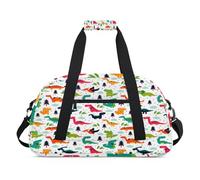 Bolsas de lona para niños con diseño de dinosaurios de vida silvestre de dibujos animados para niñas y niños, divertido dinosaurio durante la noche, bolsa de viaje de fin de semana, bolsa de viaje de