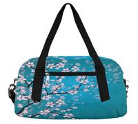 Bolsas de lona para niños con diseño de flor de ciruela china para niñas y niños, bolsa de gimnasio ligera azul para niños, pequeñas bolsas de viaje para llevar durante la noche para fin de semana,