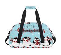 Bolsas de lona para niños con diseño de pingüino de Feliz Navidad, bolsa de viaje de fin de semana de 24 litros, bolsa de deporte para gimnasio, práctica, color, 24 L, Organizador de bolsas