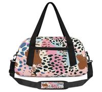 Bolsas de lona para niños con estampado de leopardo rosa para niñas y niños, bolsa deportiva ligera para gimnasio, bolsa de viaje o baile, Rosado (Leopard print), 18.5L x 7.8W x 9.4H