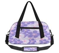 Bolsas de lona para niños con flores moradas para niñas y niños, bolsa deportiva ligera para gimnasio, bolsa de viaje o baile, Púrpura (Purple Flowers), 18.5L x 7.8W x 9.4H